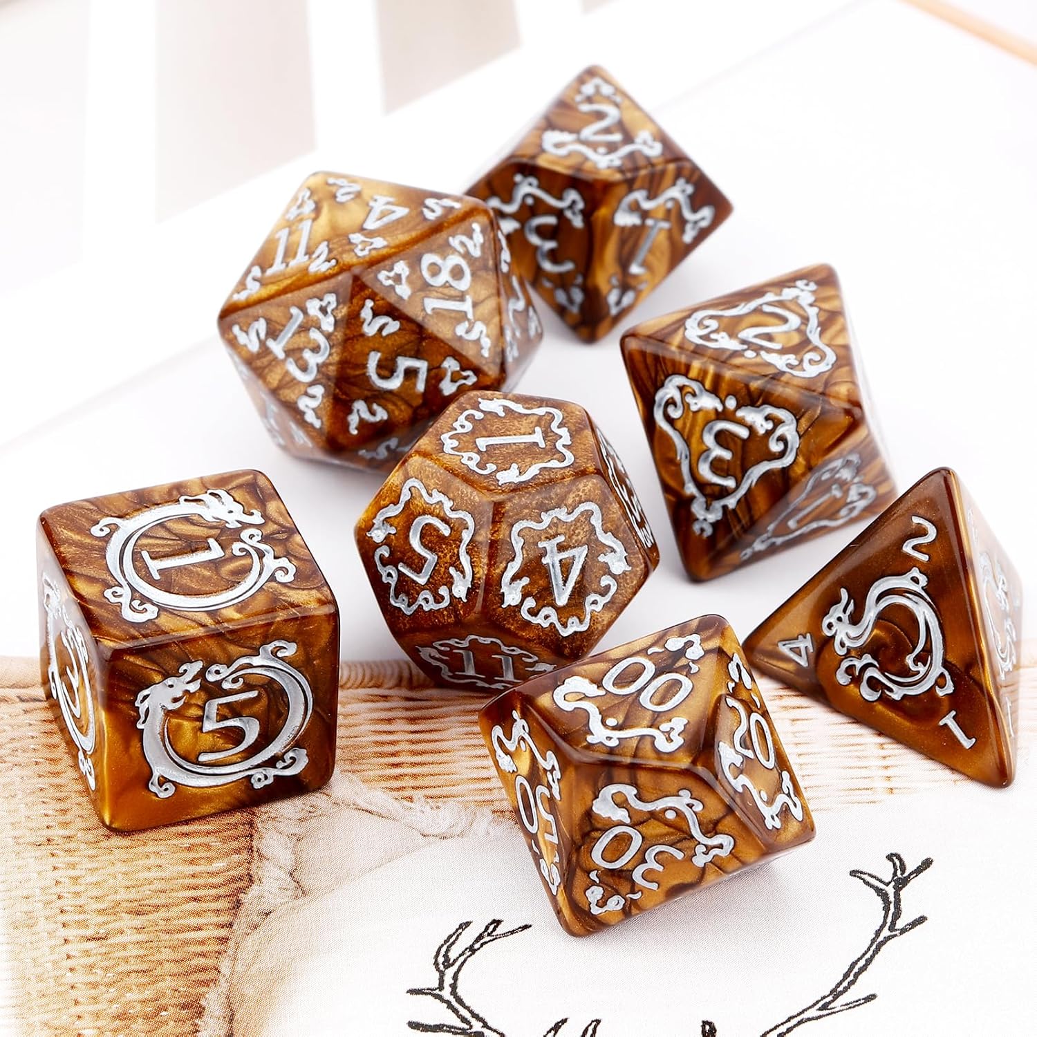 Board Game Dungeons And Dragons - 7종 세트 DND 드래곤 패턴 다면체