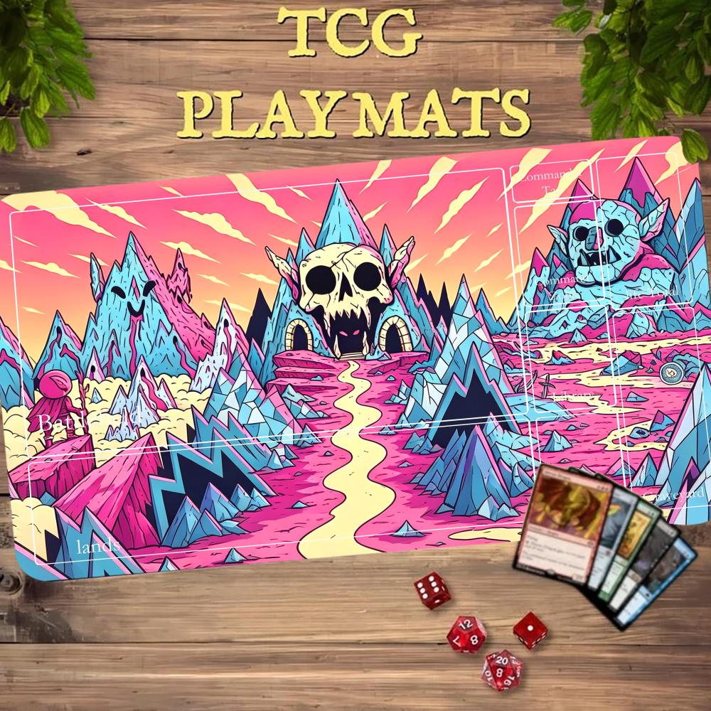 Play Mat Neoprene - 만화 핑크 해골 산 TCG 플레이