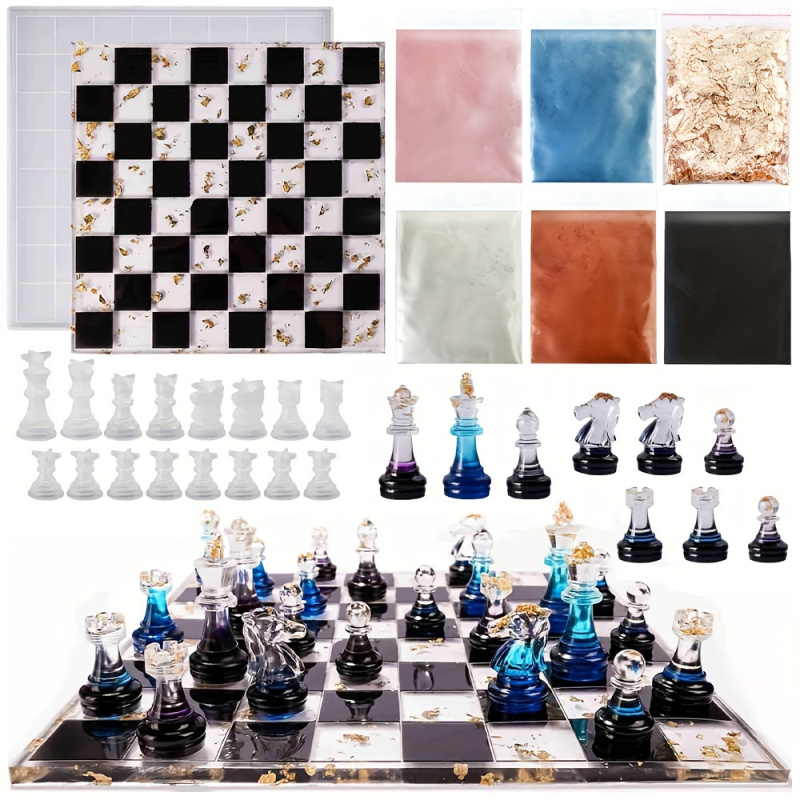 Board Game Diy - 실리콘 몰드가 있는 23피스 체스 세트