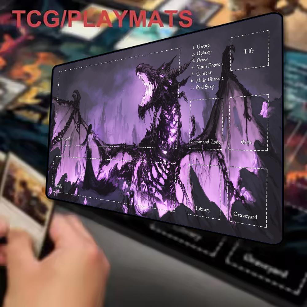 Play Mat Neoprene - 다크 퍼플 스켈레톤 드래곤 플레이매트 매직