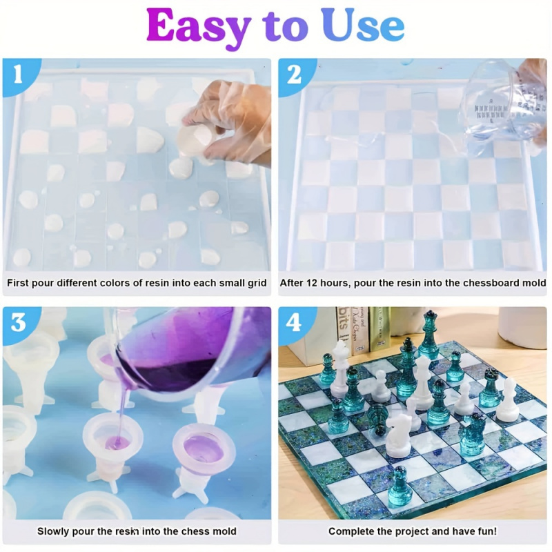 실리콘 몰드가 있는 23피스 체스 세트 - 보드 게임용 - Board Game Diy 리뷰 및 가격
