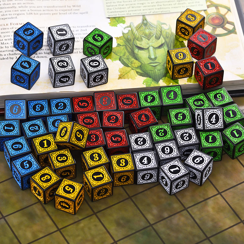 10 개/대 아크릴 주사위 세트 D6 새겨진 패턴 다면 - Board Game Dungeons And Dragons 리뷰 및 가격