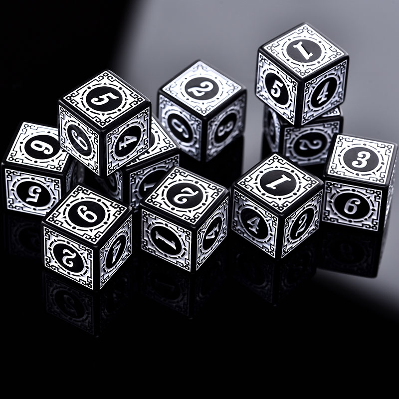 10 개/대 아크릴 주사위 세트 D6 새겨진 패턴 다면 - Board Game Dungeons And Dragons 리뷰 및 가격