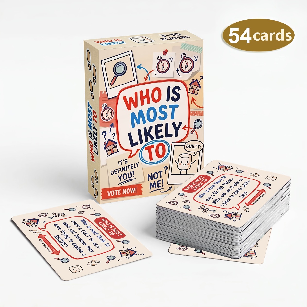 엄선된 '가장 가능성이 높은 사람' 질문 카드 54장, - Board Game Quiz 리뷰 및 가격